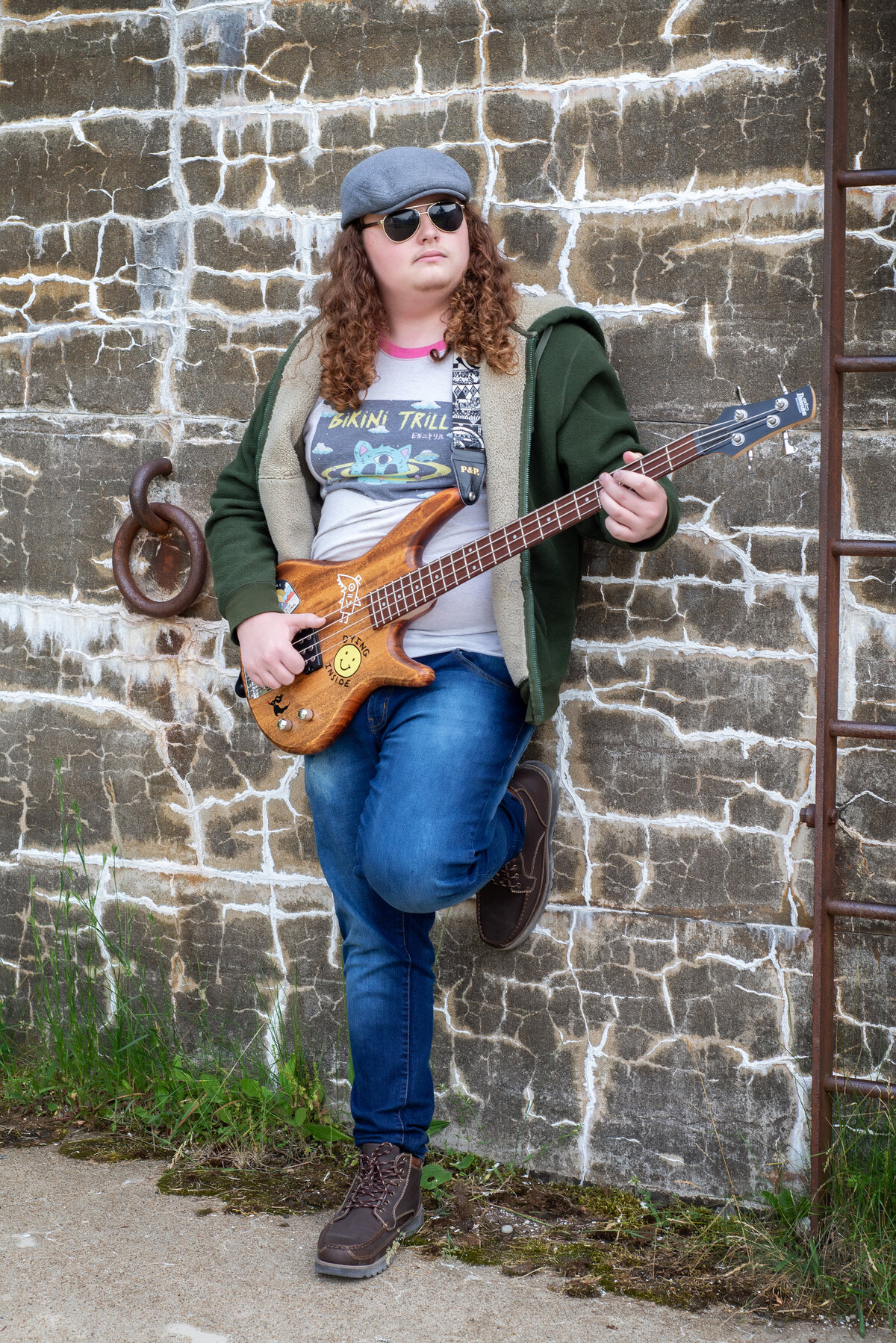 Senior Portrait of Bass Player at Fort Foster Kittery Maine