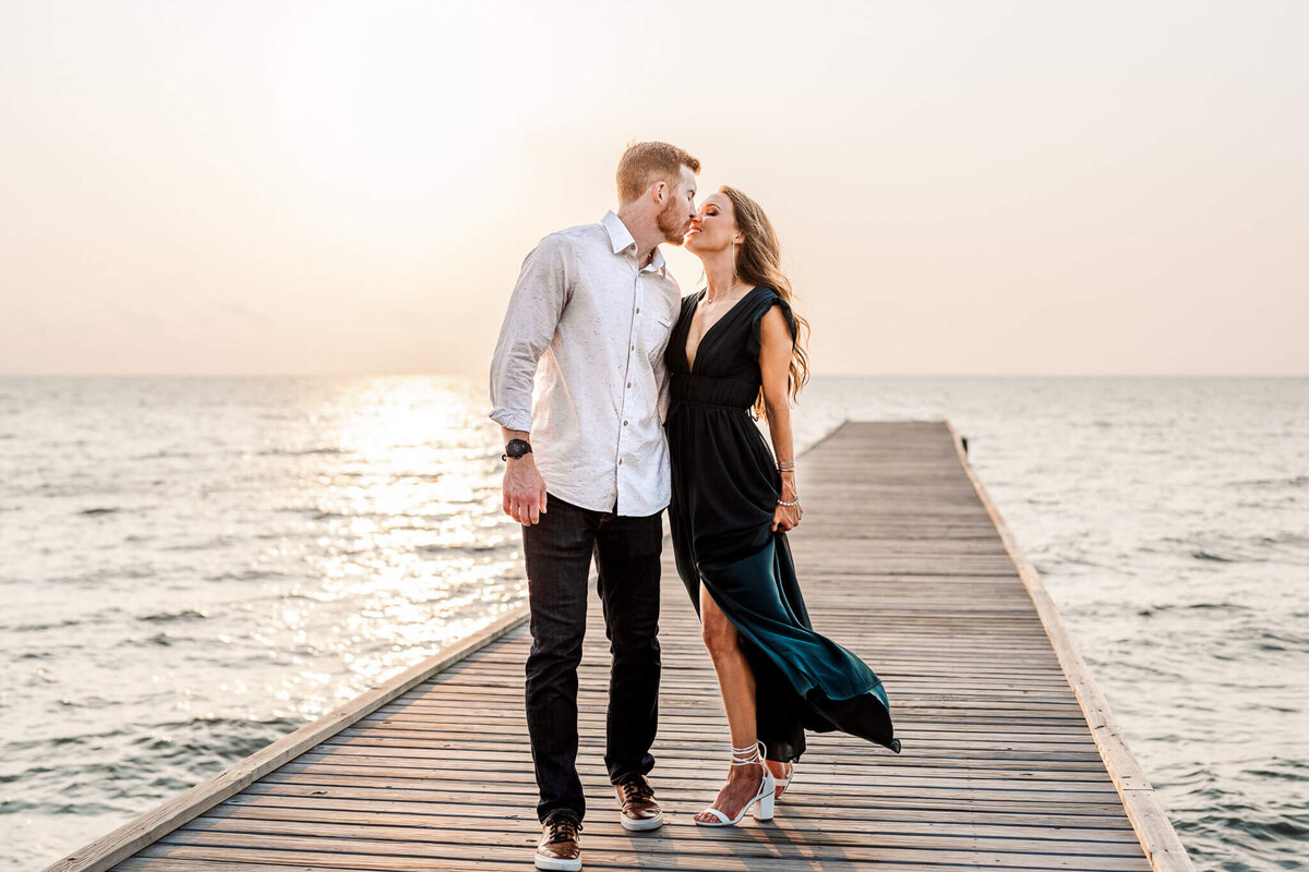 Downtown-Fairhope-Alabama-Engagement-Pier-Dana-Stuart-Walking-Kiss