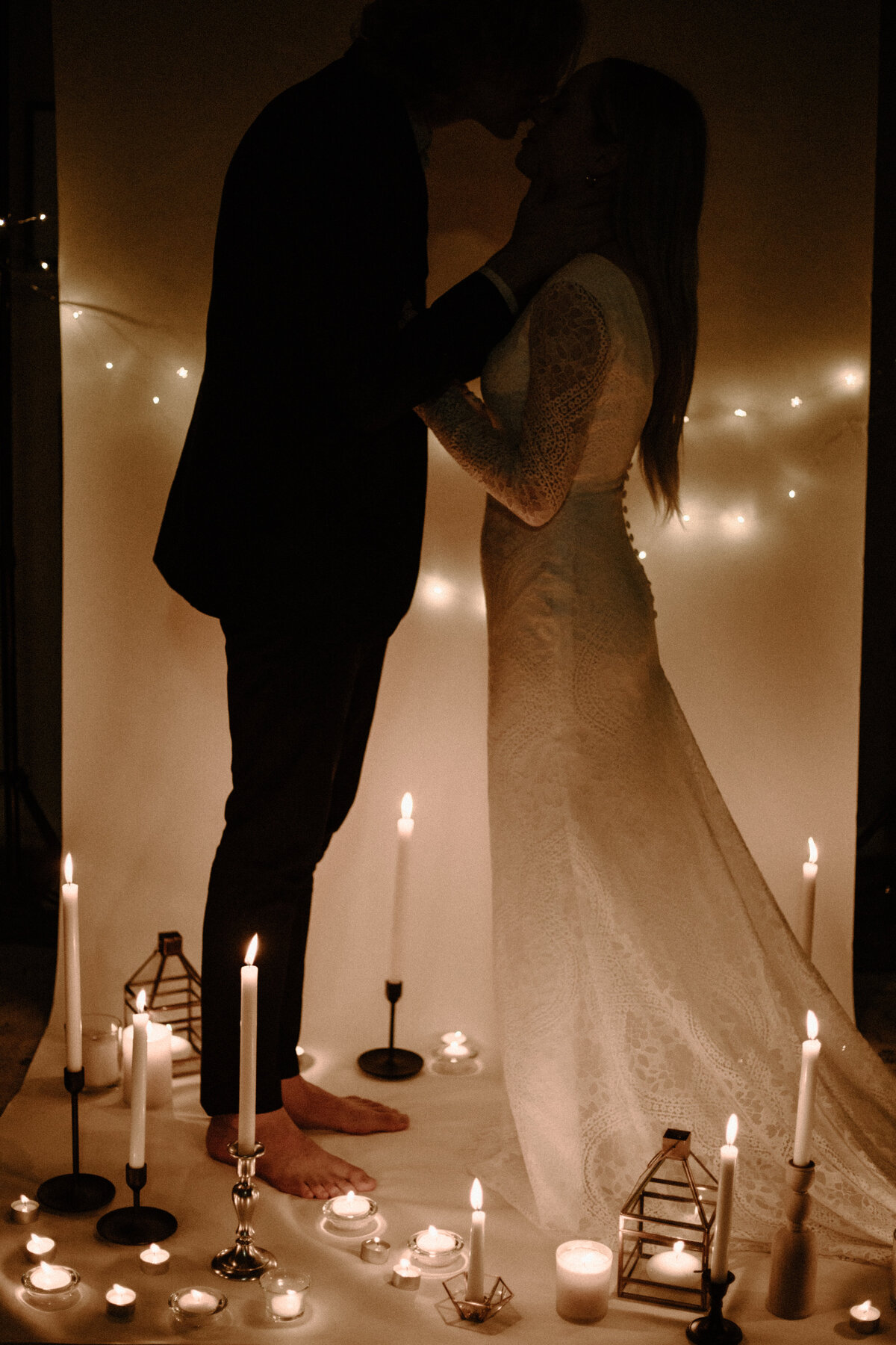 candlelight bridal photos