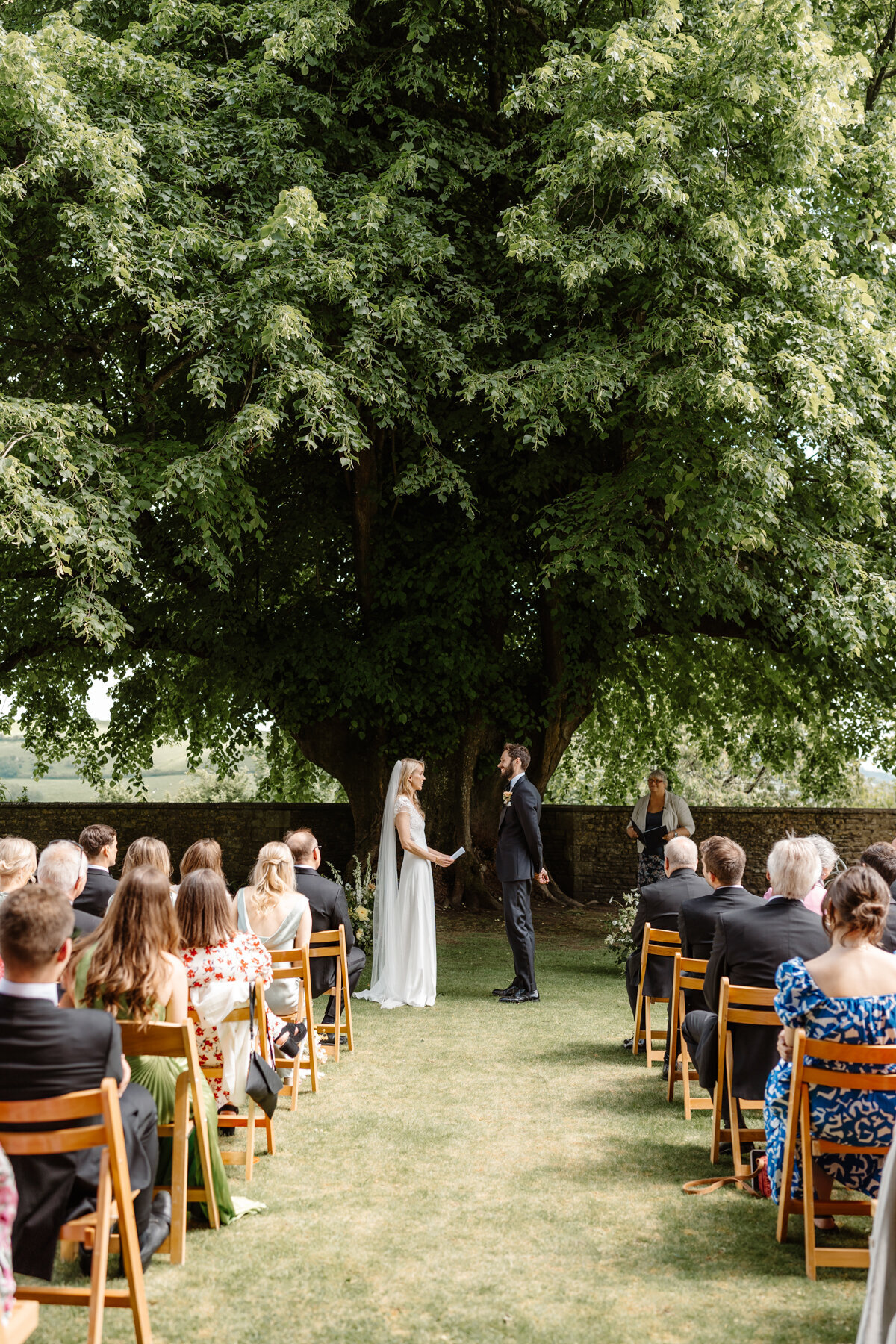 Hamswell House Wedding Photography - Outdoor ceremony under the lime tree