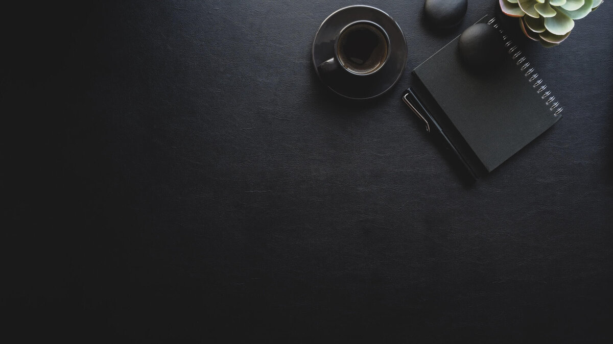 Black Desk with Coffee Cup