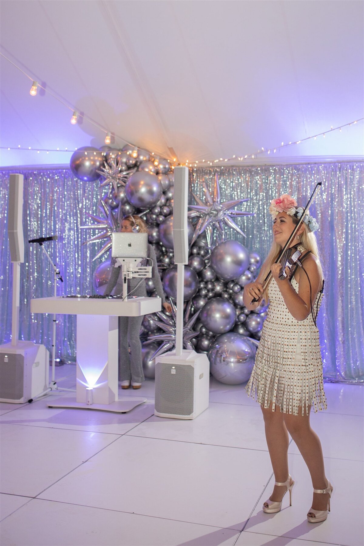 disco-party-backdrop-live-violinist-in-connecticut-sarah-brehant-events