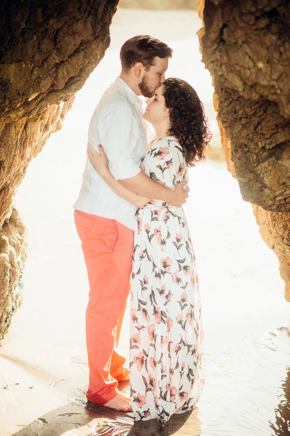 Engagement Photograph Of  Man Kissing a Woman On The Forehead Los Angeles