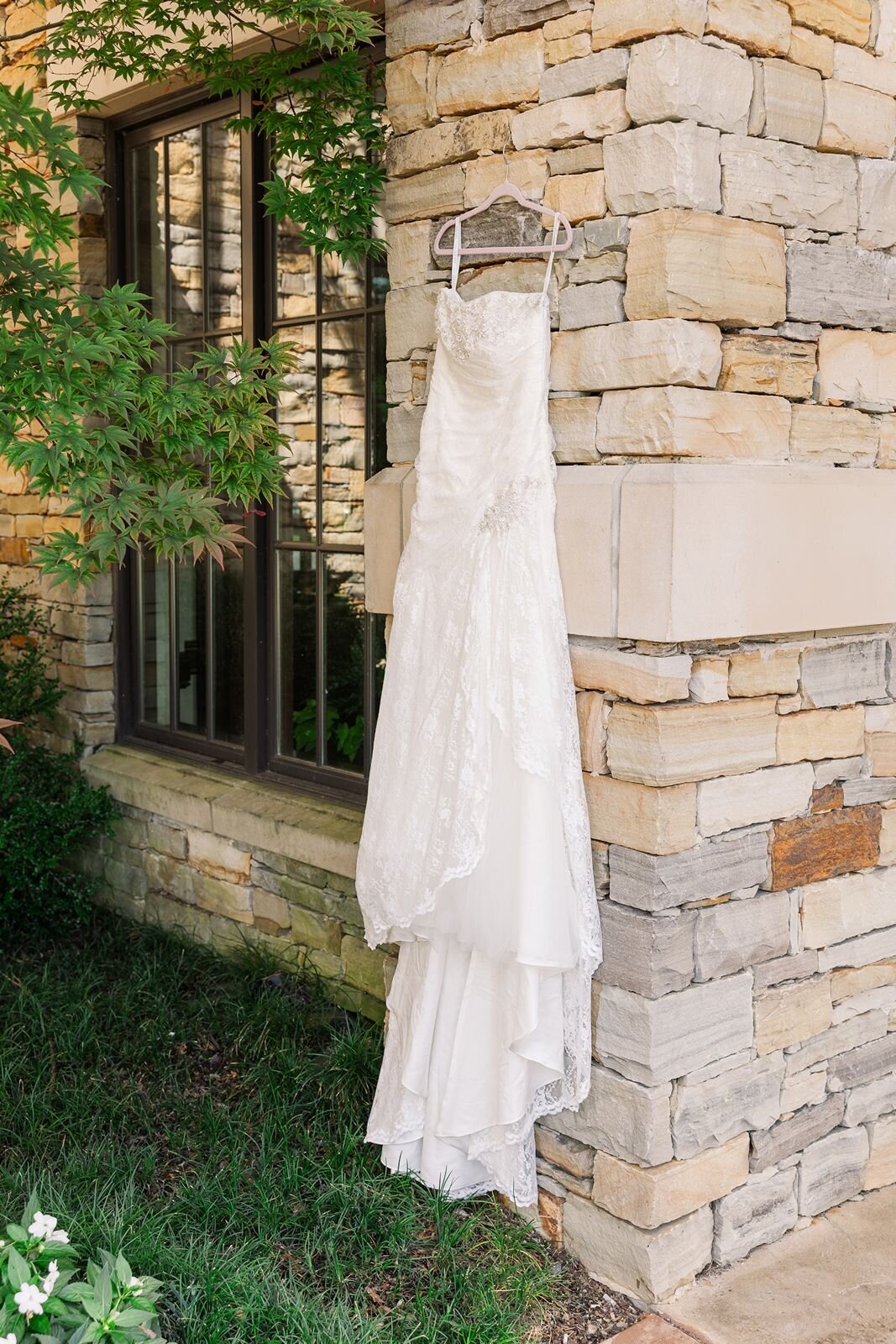 Wedding dress hanging