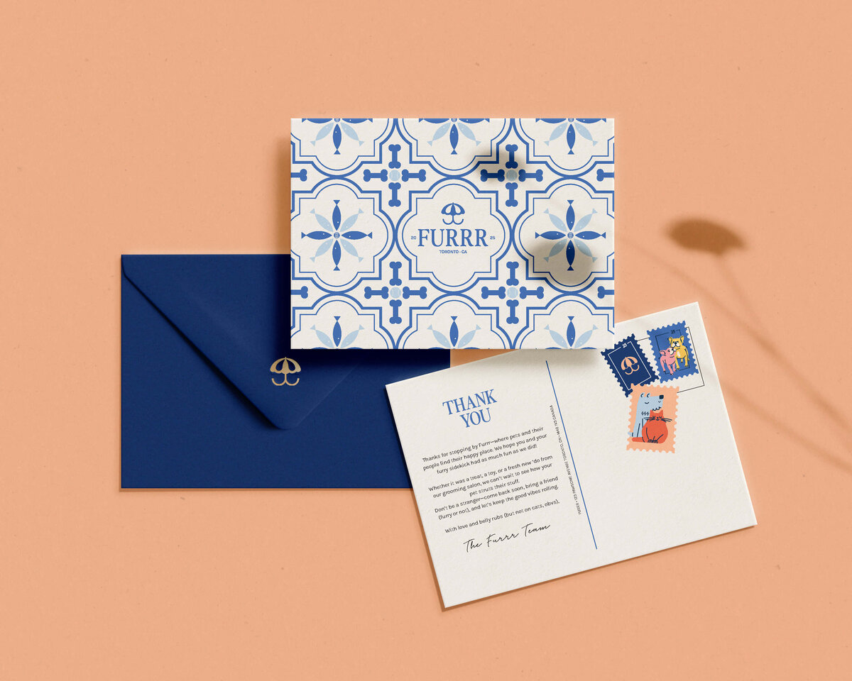 Professional business cards for Winston & Co luxury dog treats featuring heritage branding design.