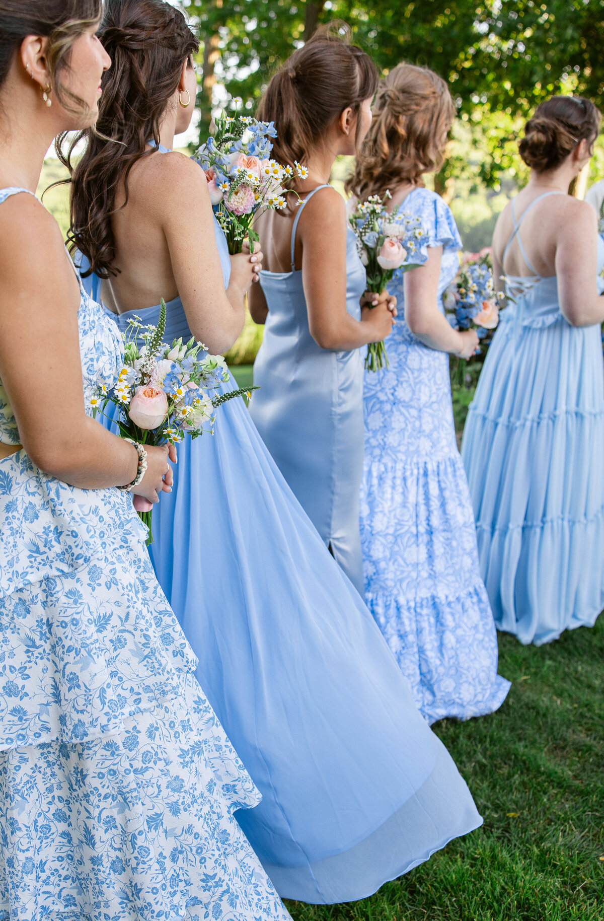mismatched-blue-bridesmaid-dresses-ct-wedding