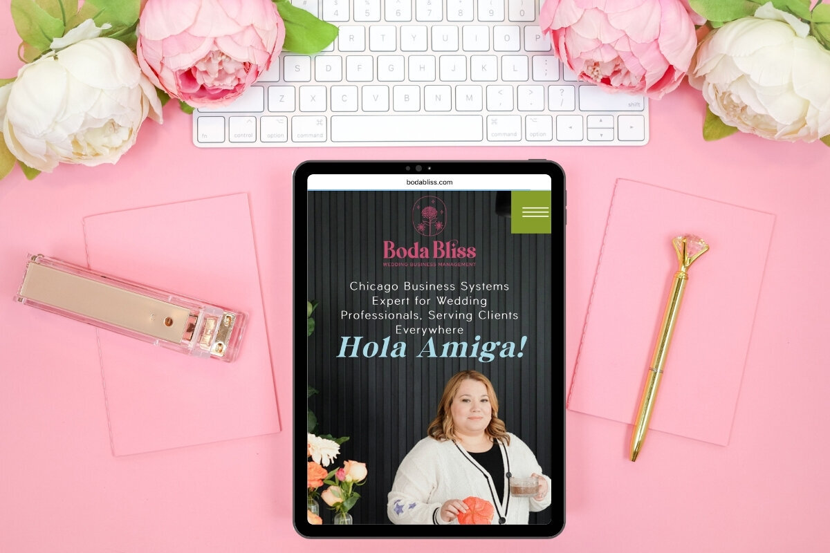 custom Showit website design for Boda Bliss, an Online business manager