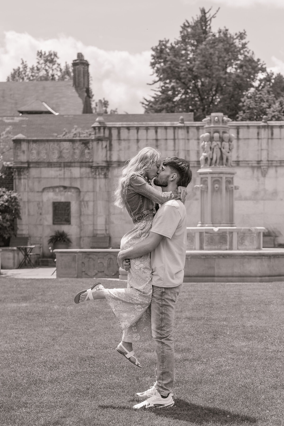 Romantic moment captured at Mellon Park's Walled Garden during a couples photoshoot - Captured by Bree Stewart of LLP.
