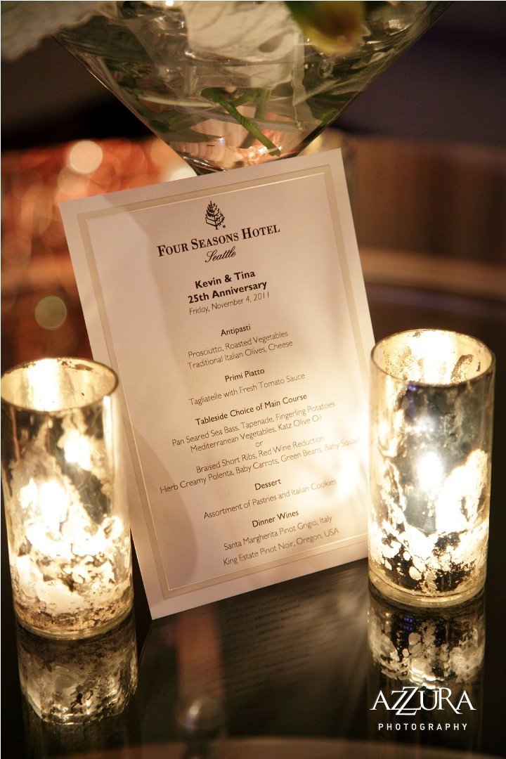 bar menu with silver mercury candles