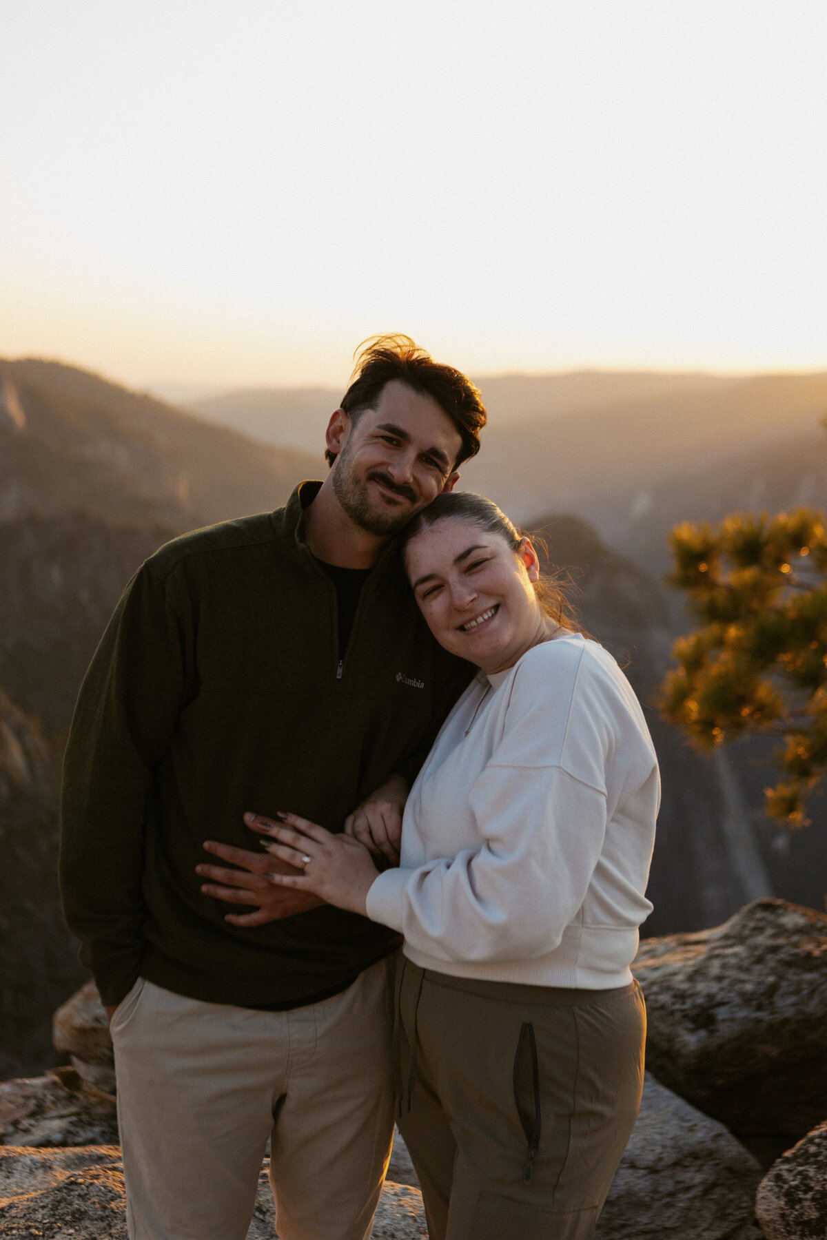 A Taft Point surprise proposal during sunset at Yosemite National Park.