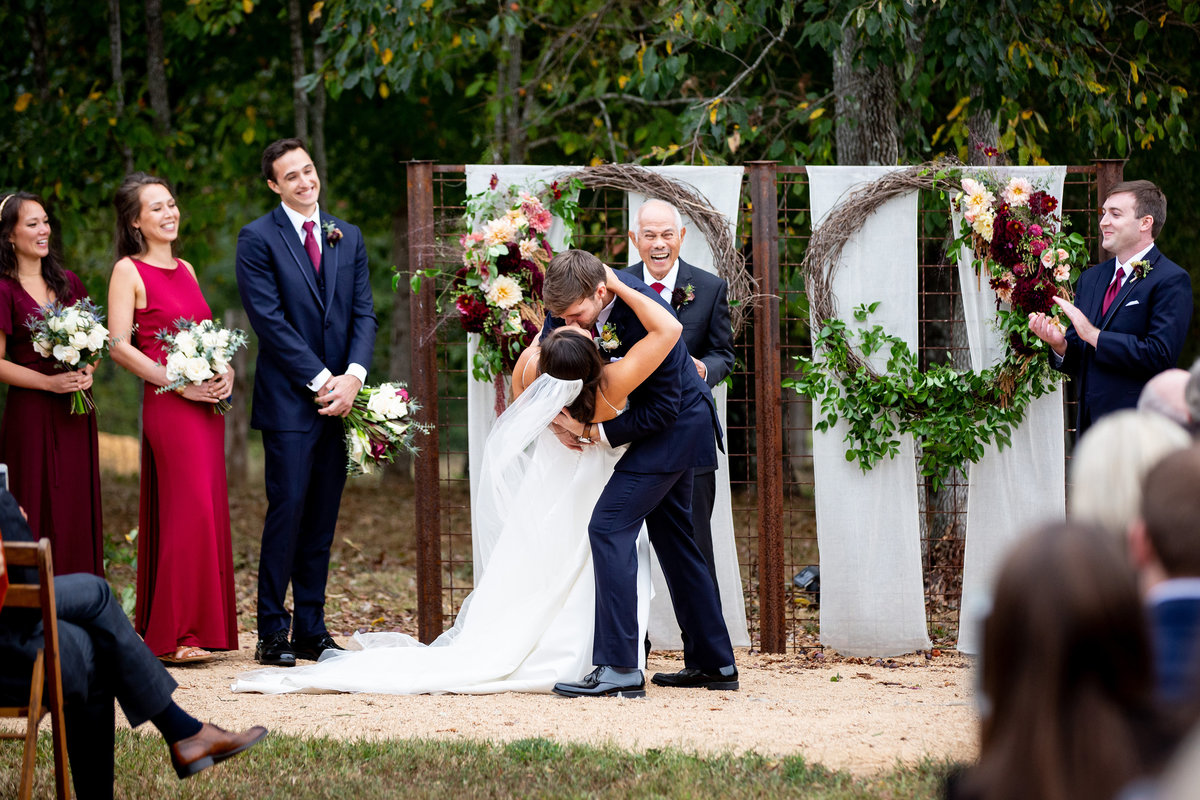 Marriage ceremony outdoors at Sassafras Fork Farm