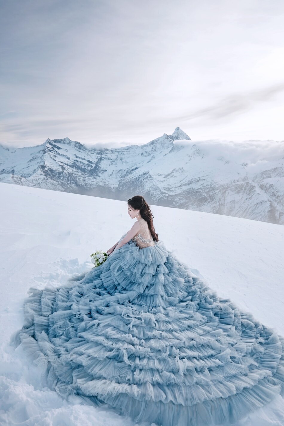 Helicopter wedding photoshoot, Dragonfly Peak, Wanaka.