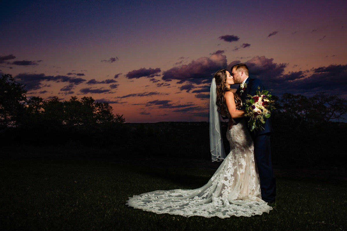 Bride and Groom Sunset Portrait at The Milestone New Braunfels
