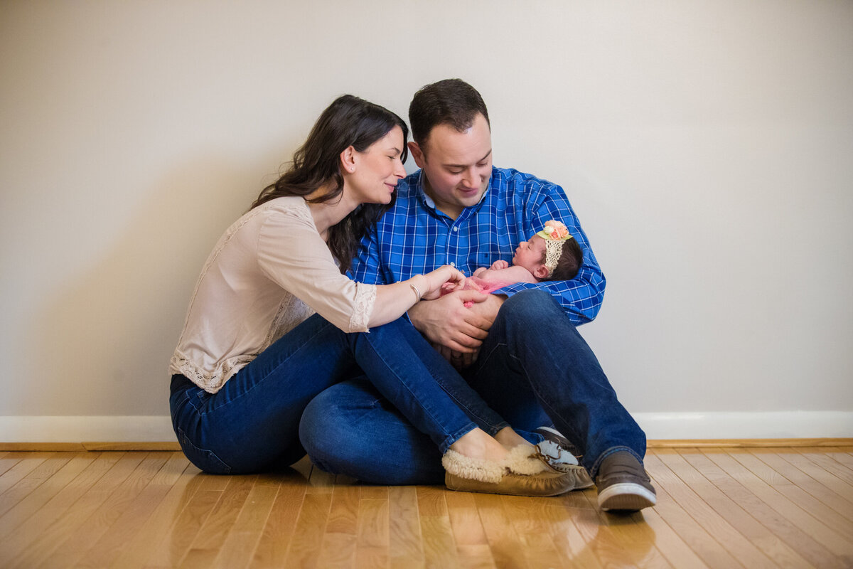 New parents at lifestyle newborn session in the greater Philadelphia area