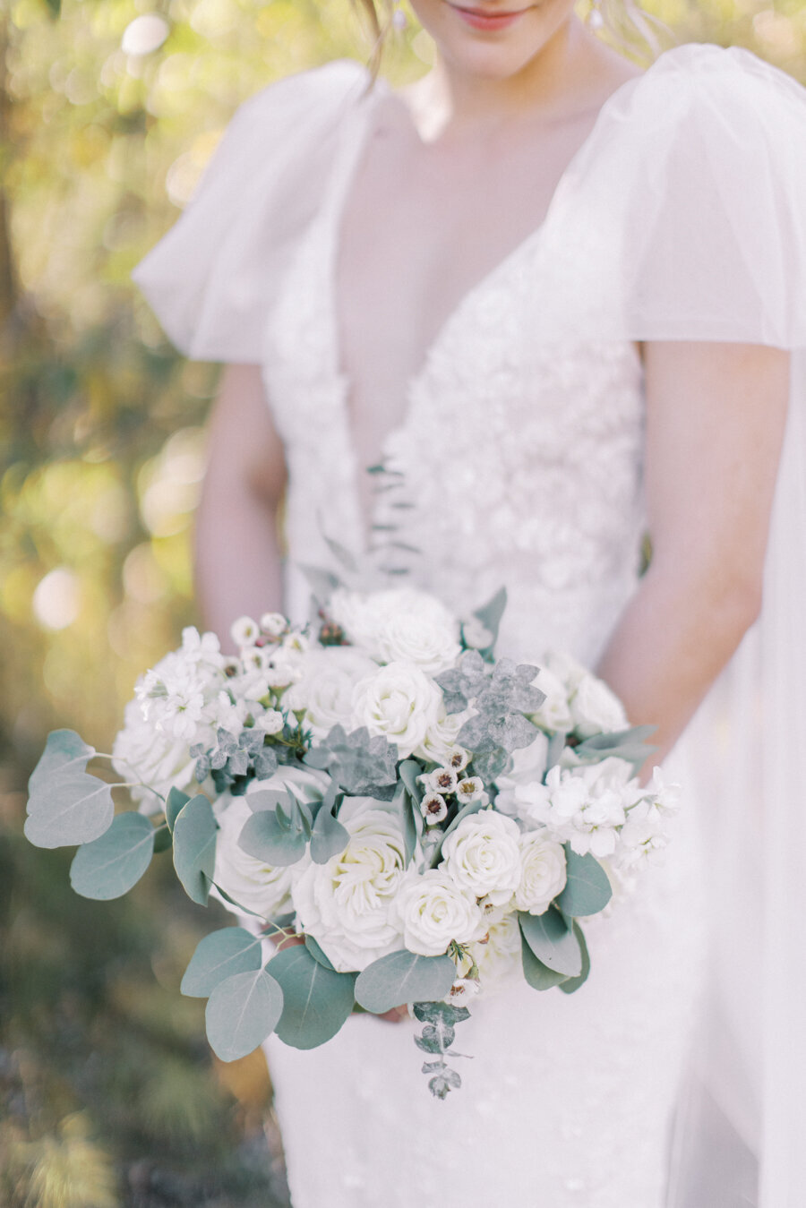 detail shot of a brides flowers on her Calgary wedding day