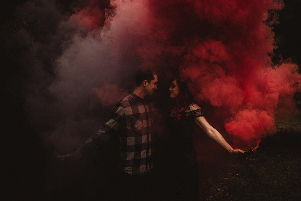 Smoke bomb engagement session.