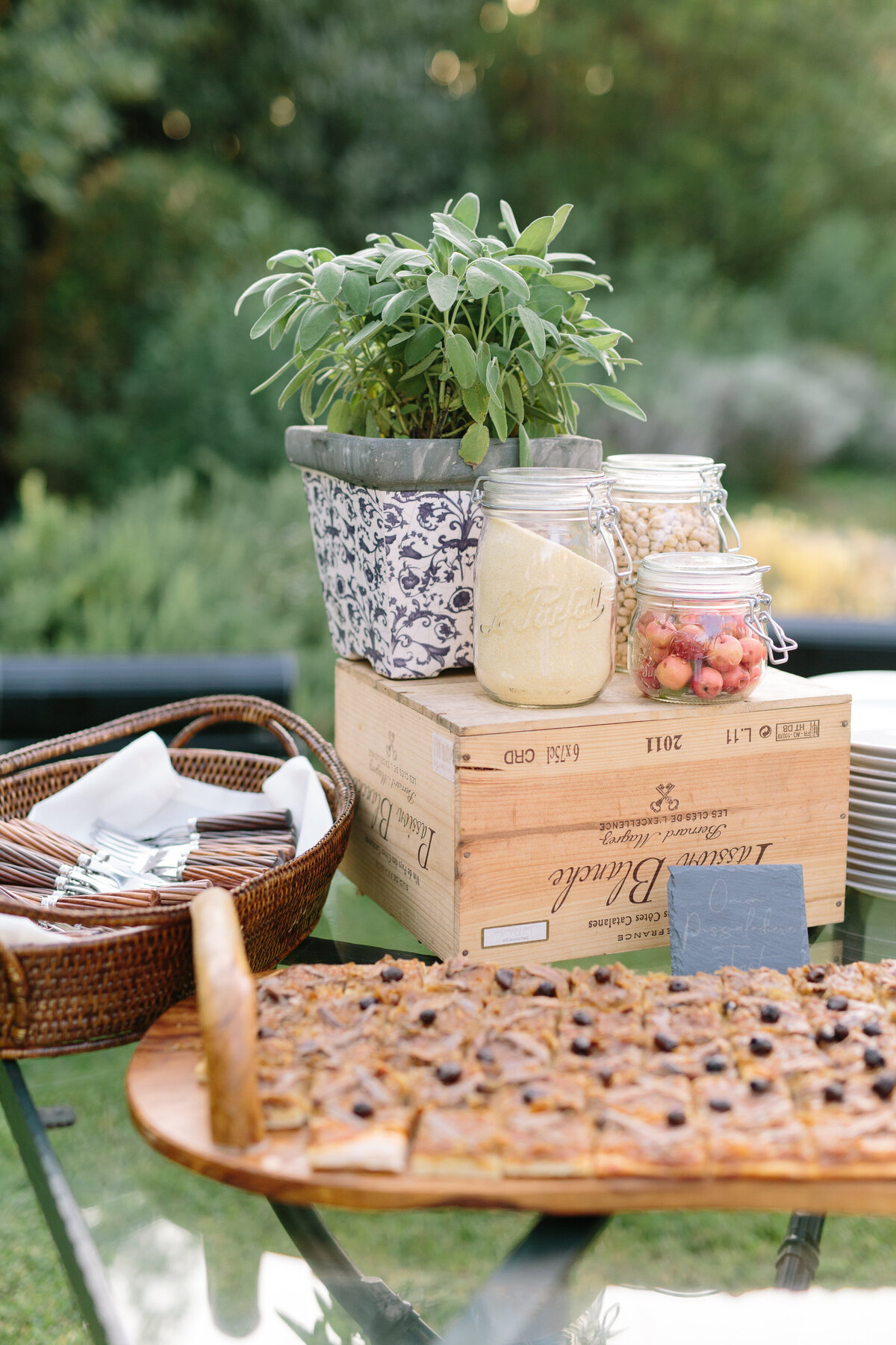 rustic outdoor buffet featuring typical provencal flavors
