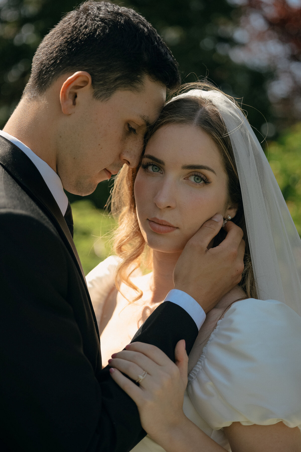 Bride and Groom Intimate Portrait Outdoors – Emotional Wedding Photography