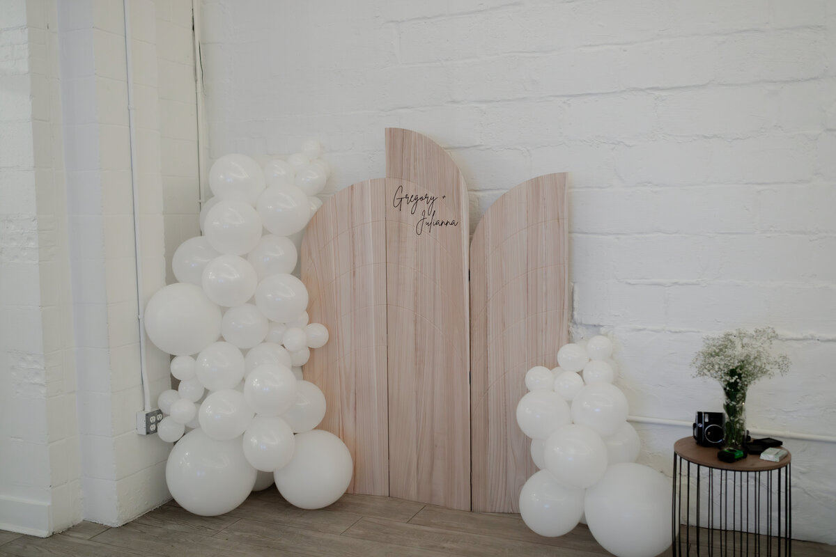 ballon arch and photo backdrop