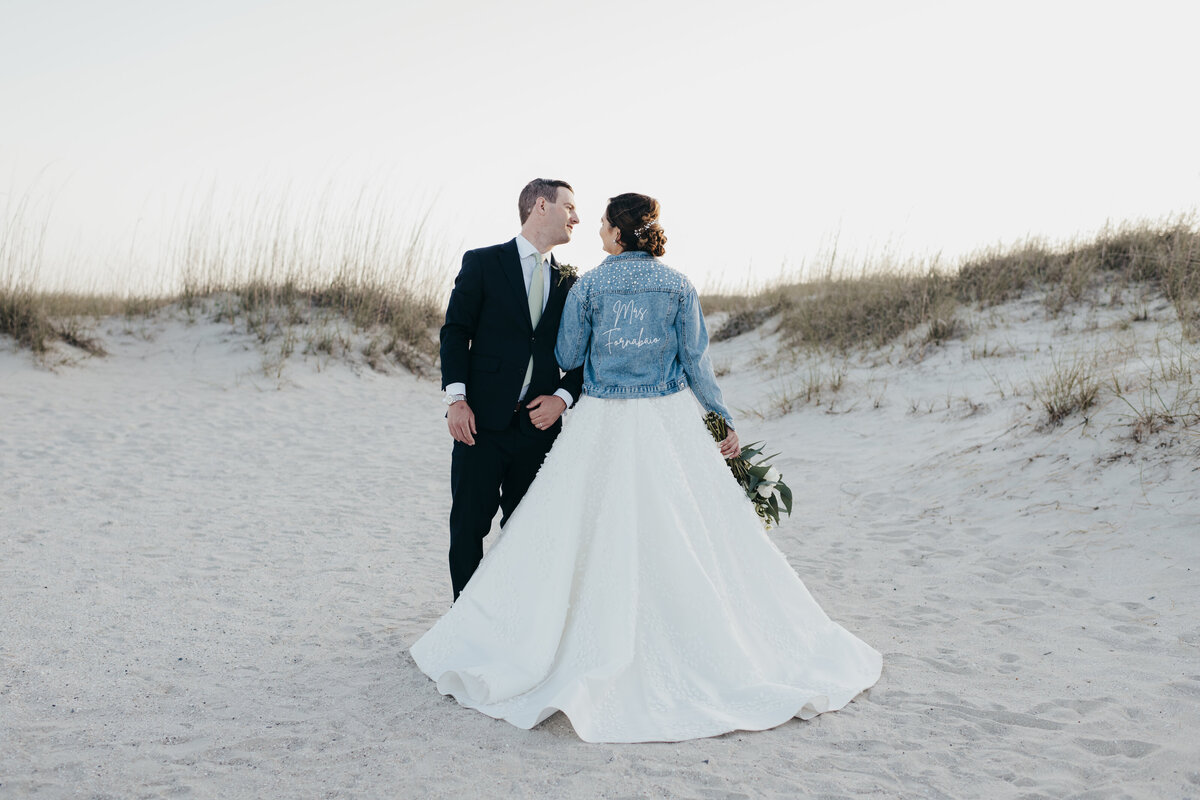 bride and groom on the beach at westin hilton head wedding