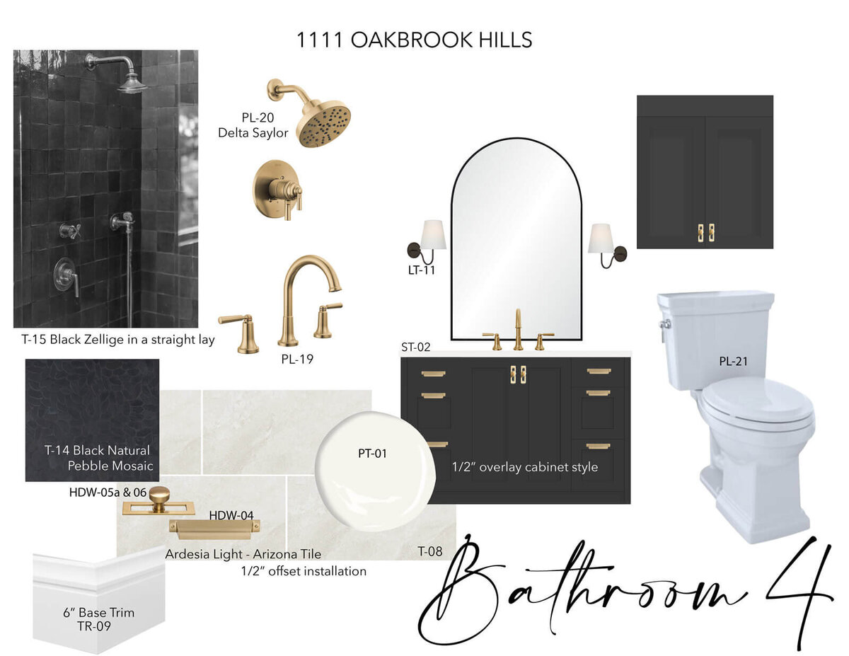 Bathroom mood board for Keller, TX spec home