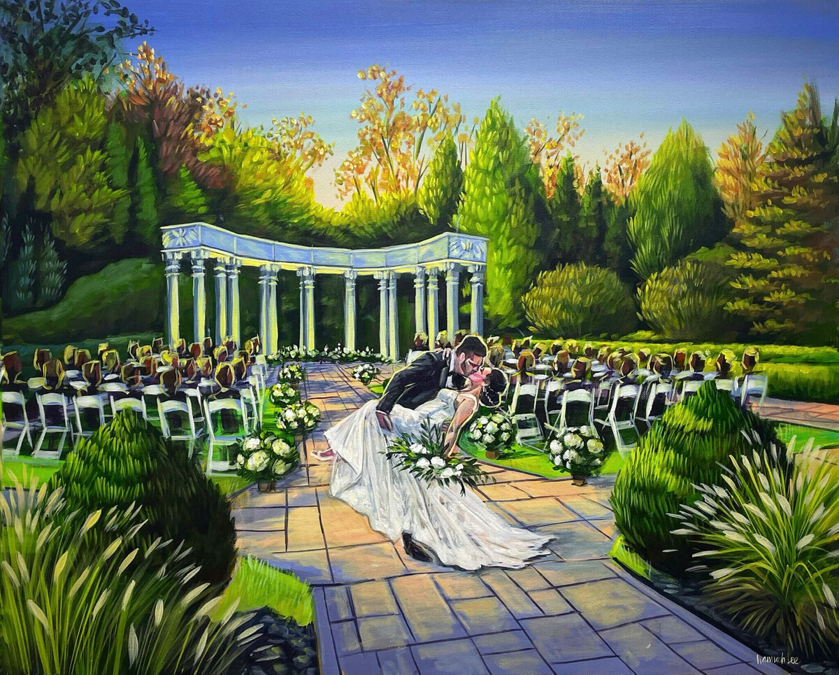 Live Wedding Painting from wedding ceremony at The Waterfall Banquet in Deleware - Ordway