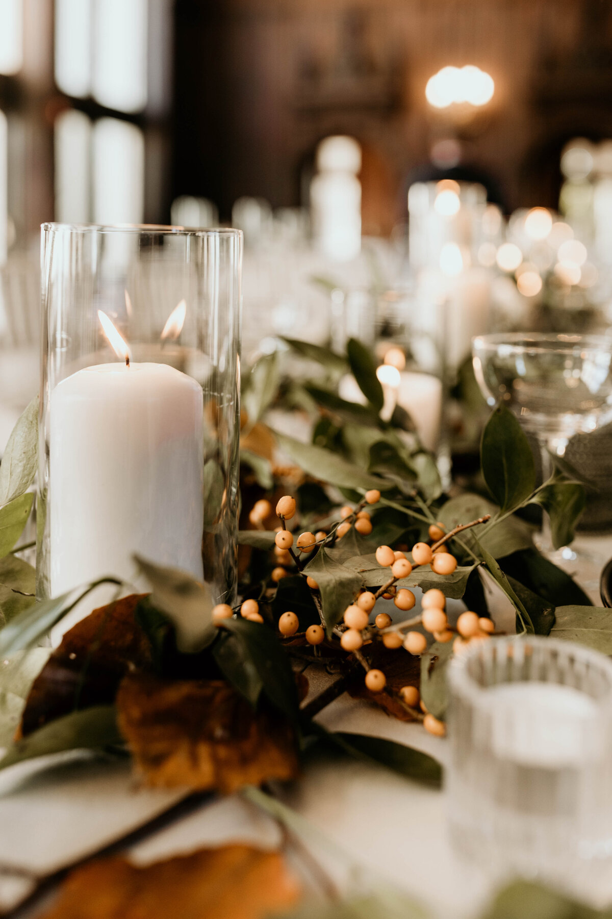 ct-fall-wedding-centerpiece-greenery-candles-sarah-brehant-events