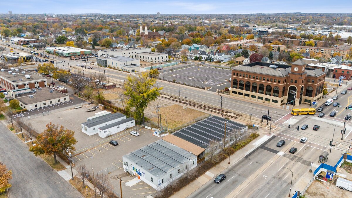 Temporary trailers at a St. Paul, MN construction site