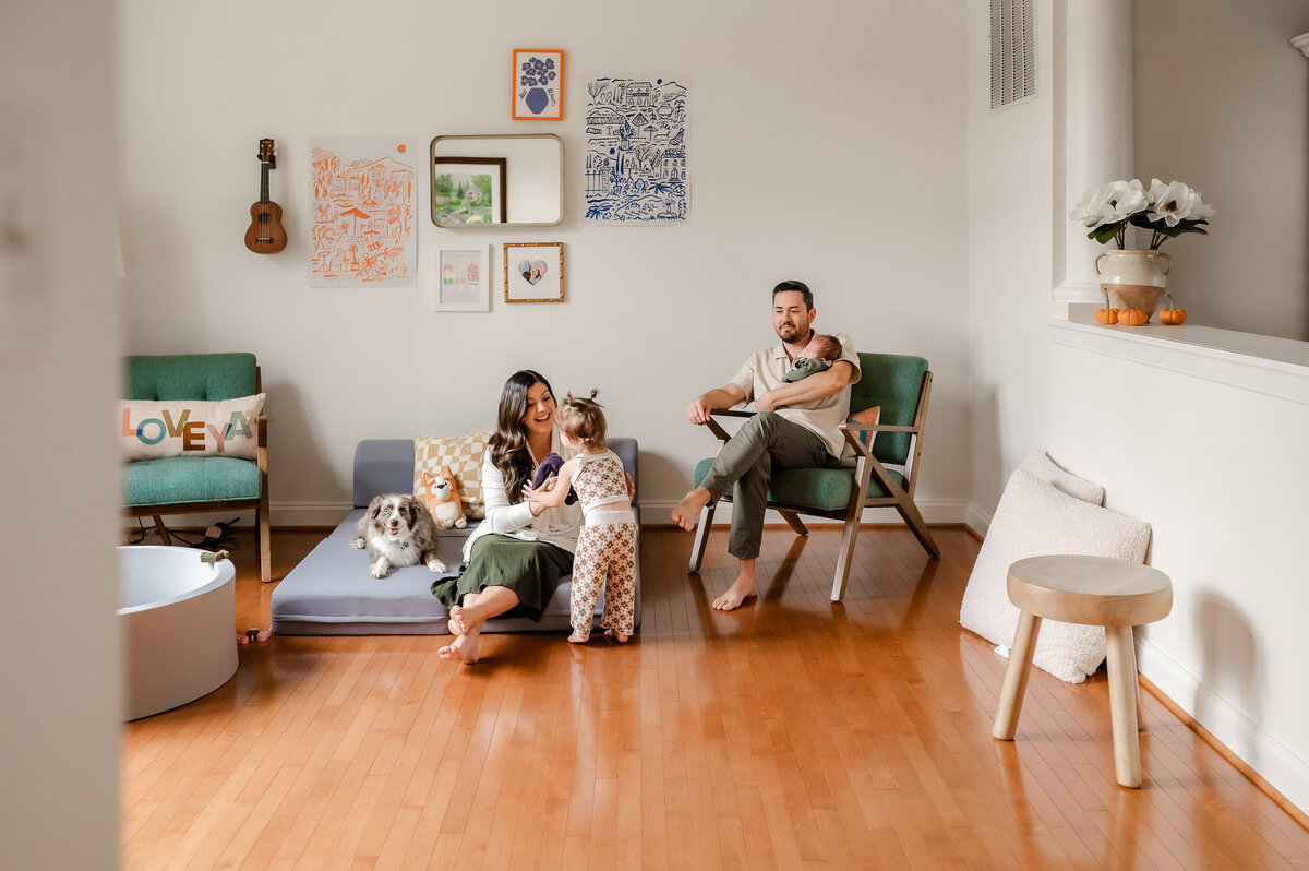 family spends time in playroom together Ijamsville Maryland