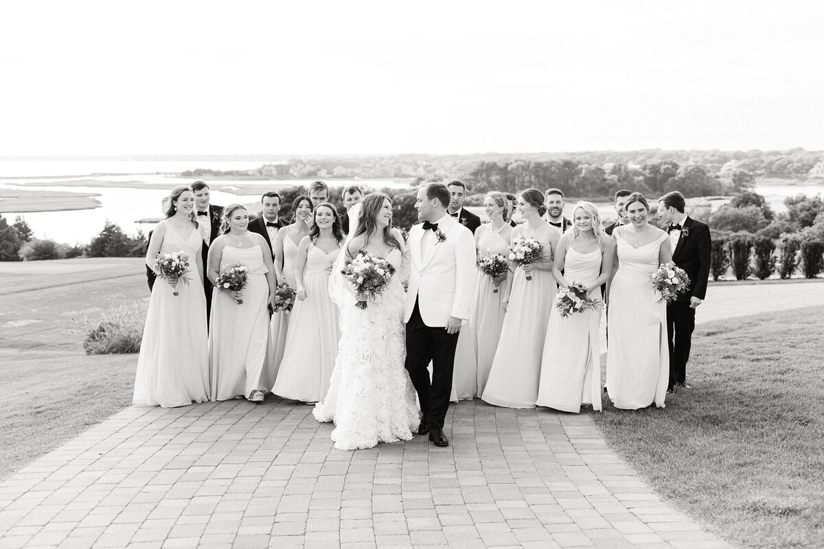 Bridal Party overlooking the golf course of Hyannisport Club in Cape Cod