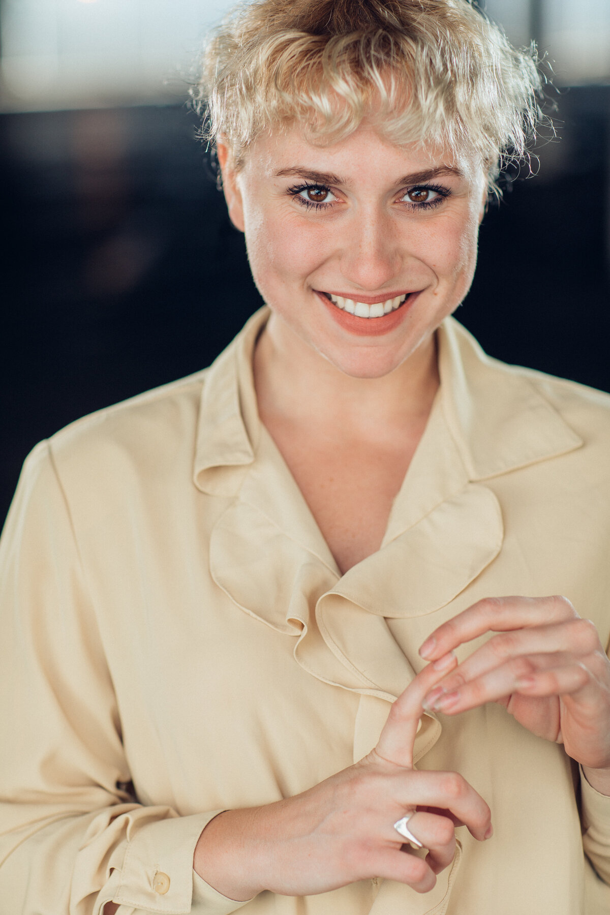 Headshot Photograph Of Young Woman In Cream Blouse Los Angeles