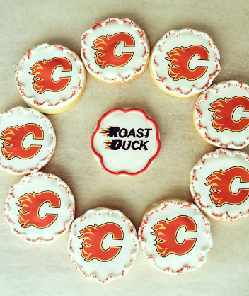 Calgary Flames Custom logo sugar cookie round