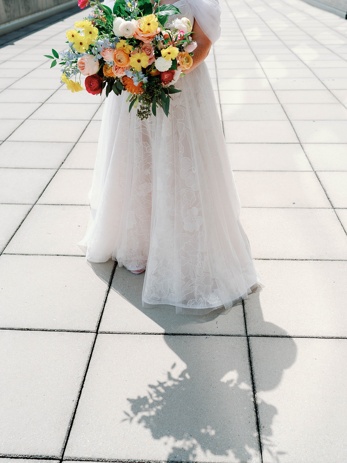 Showdow detail of brides silhouette