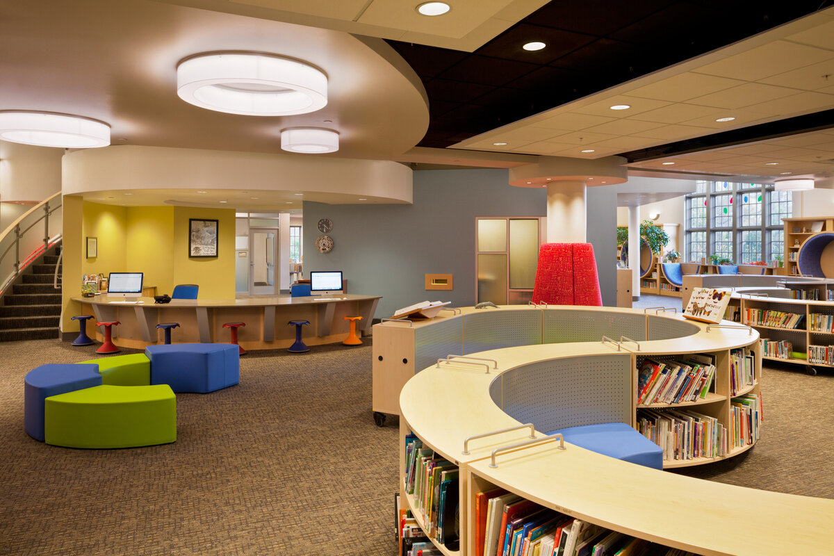 inside the collaborative learning center at Trinity School