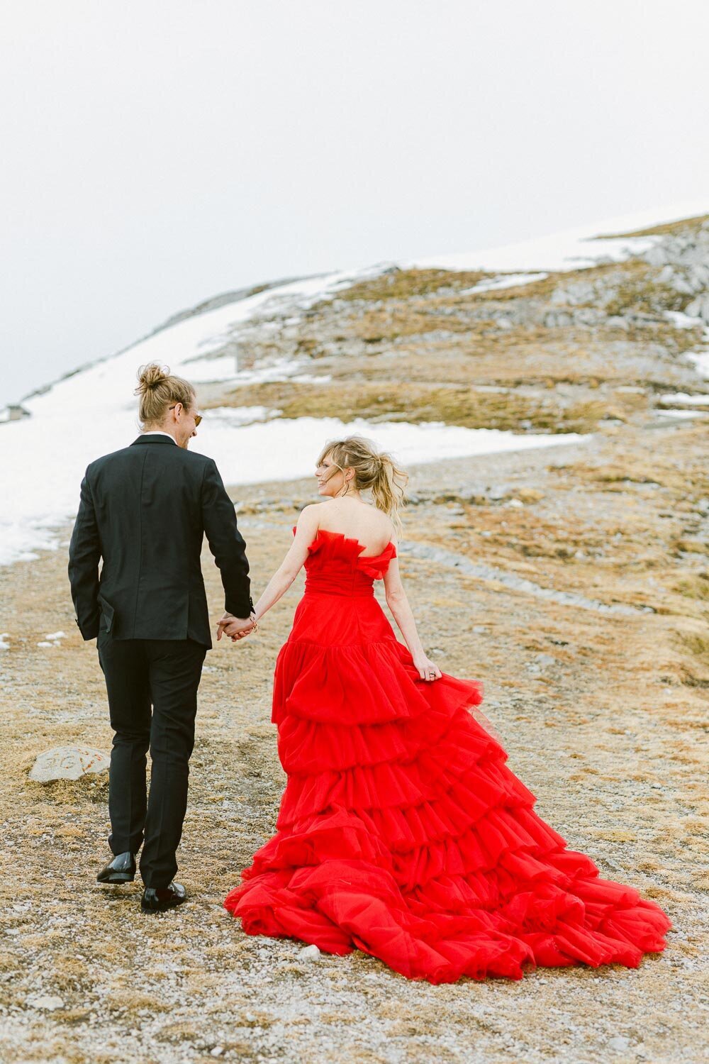 couple walking in mountains