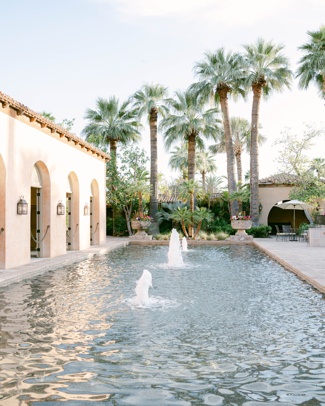 Royal Palms Resort and Spa Cocktail Hour at their Reflection Pool in Scottsdale, Arizona.