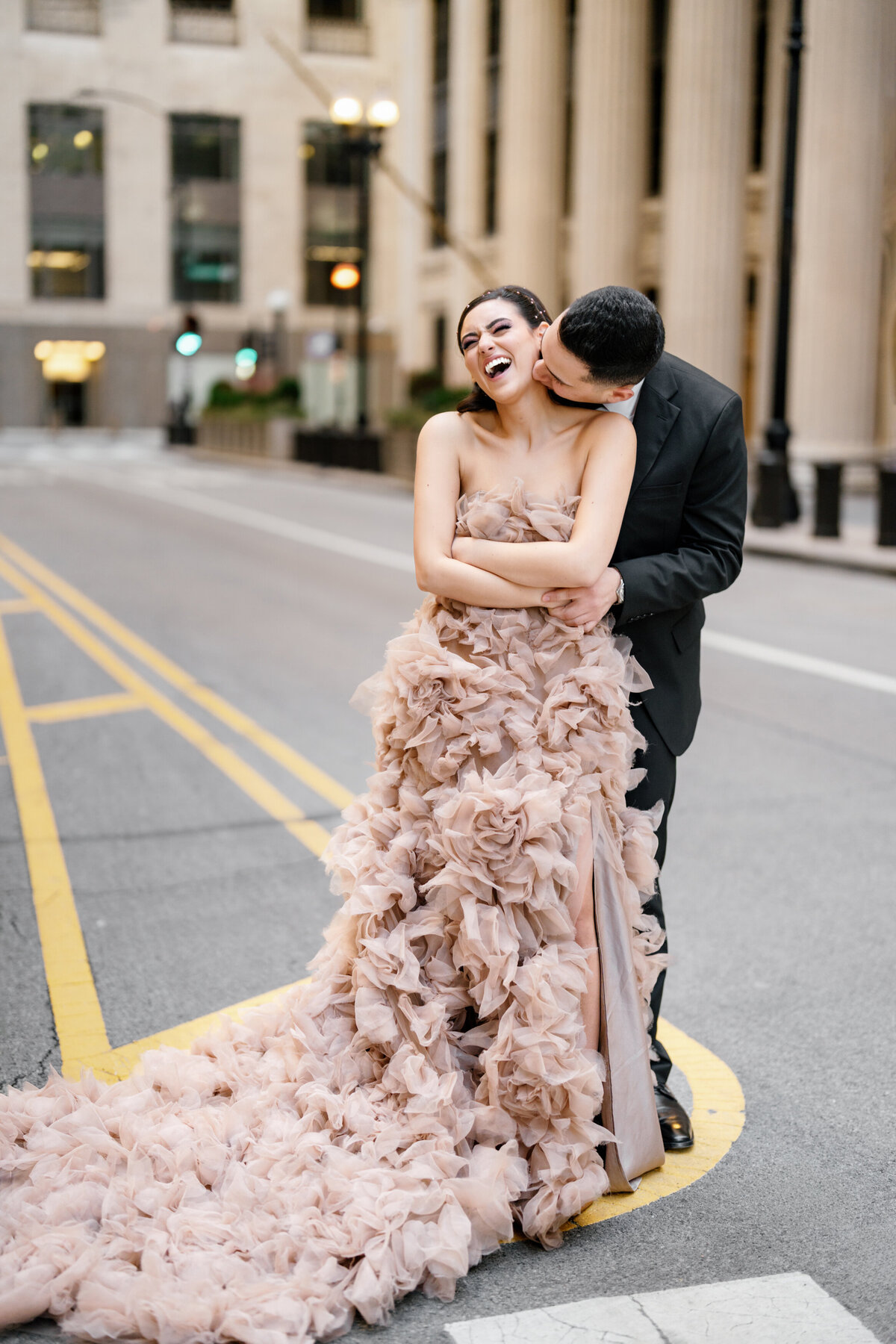 Aspen-Avenue-Chicago-Wedding-Photographer-Rookery-Engagement-Session-Histoircal-Stairs-Moody-Dramatic-Magazine-Unique-Gown-Stemming-From-Love-Emily-Rae-Bridal-Hair-FAV-71