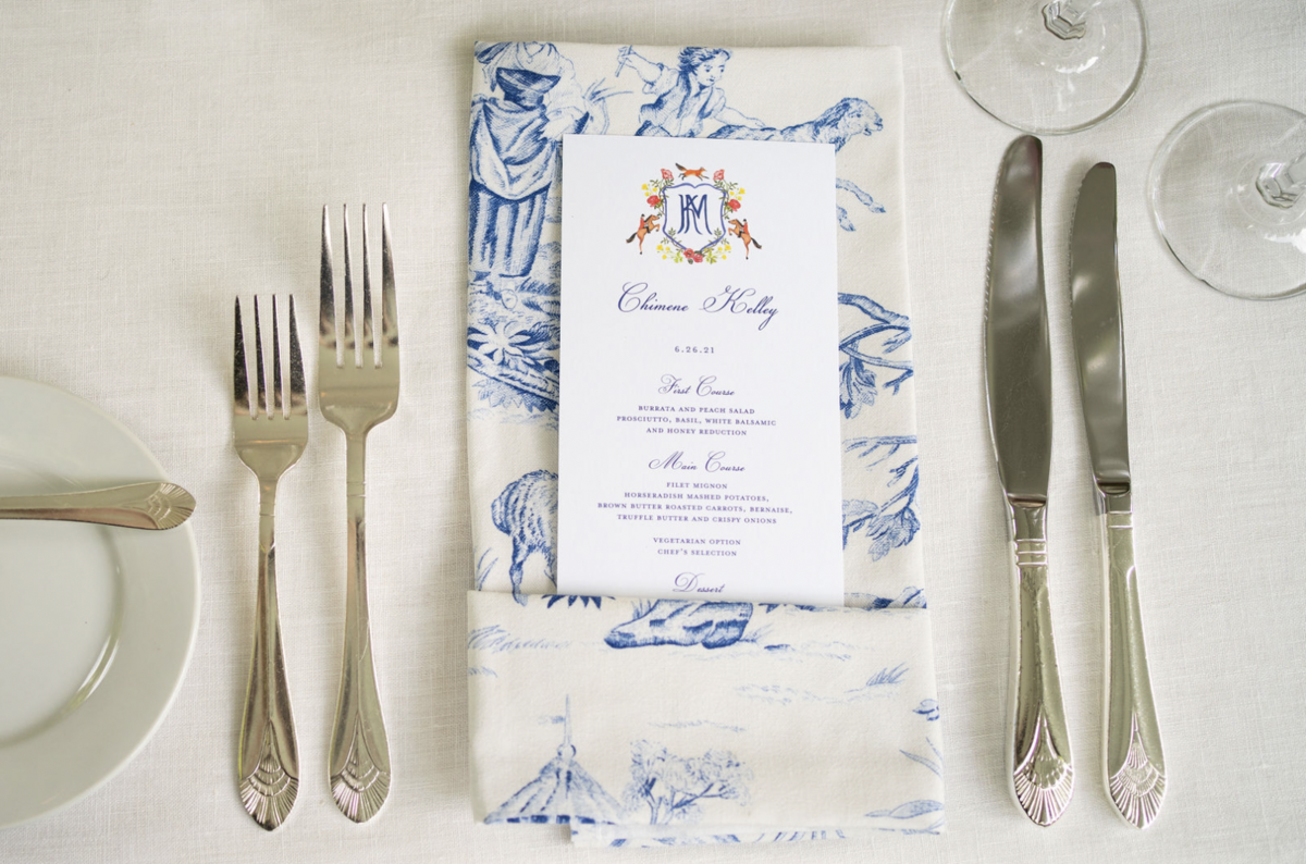 Custom Wedding Crest Menu