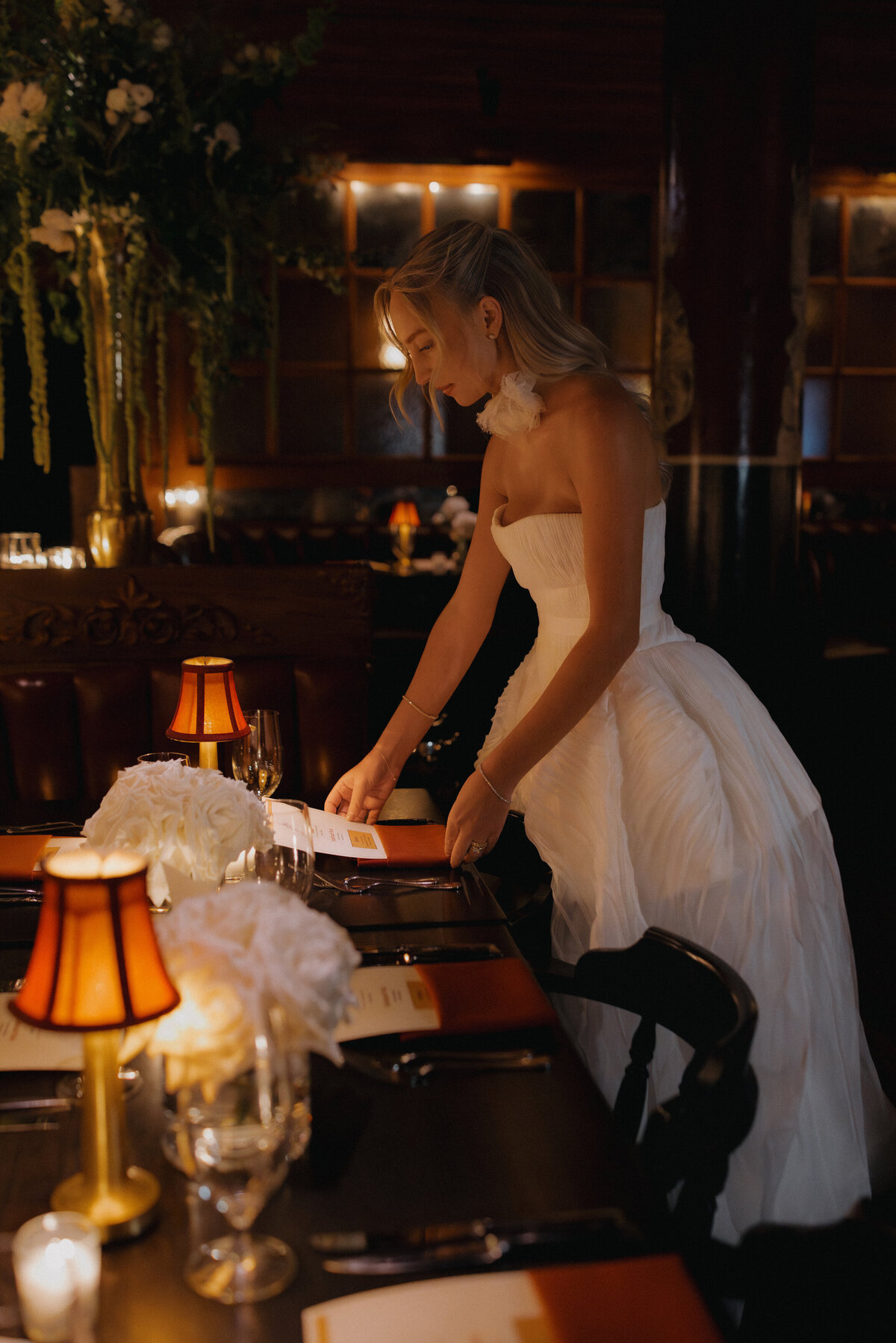 Editorial wedding photography captures reception celebration at Trivoli Tavern Chicago with Lauren Alatriste's fashion forward approach, showcasing reception elegance while maintaining sophisticated magazine-worthy imagery and authentic wedding emotion.