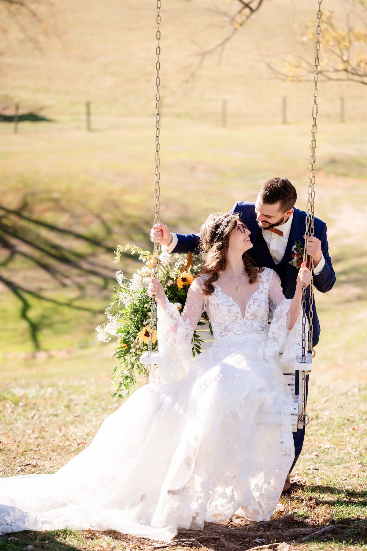 wedding couple swing photo at shady elms farm