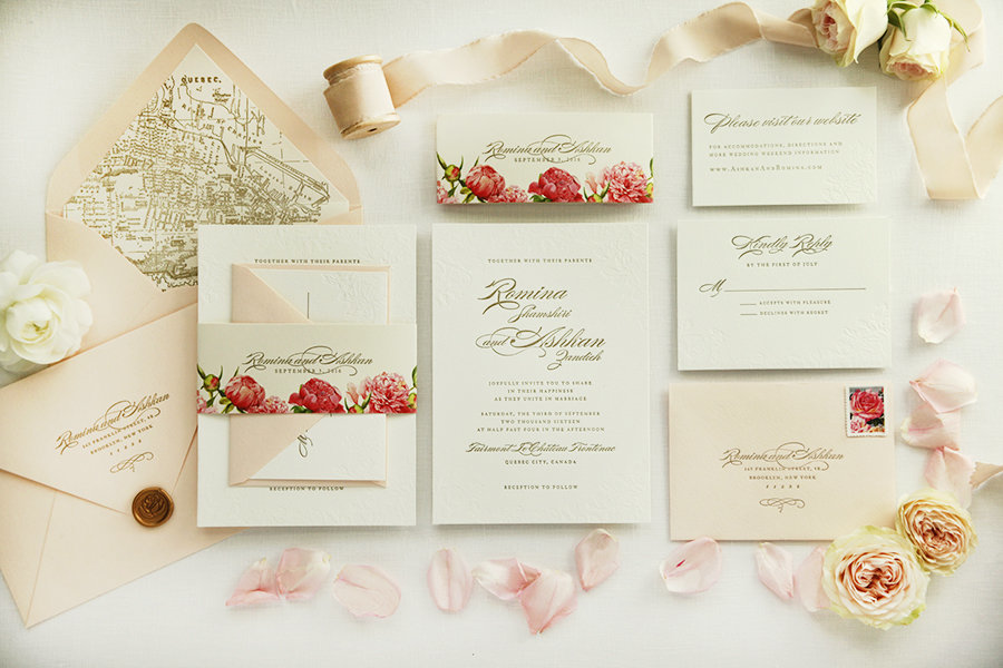 Letterpress-Wedding-Invitation-Gold-Pink-floral