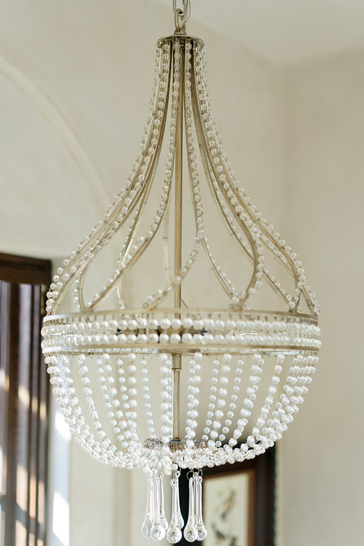 Panageries Residential Interior Design | Italian Country Villa Charming Master Bathroom Chandelier