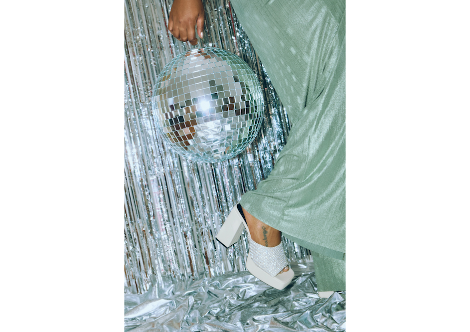 wedding reception with disco balls and urban vibes