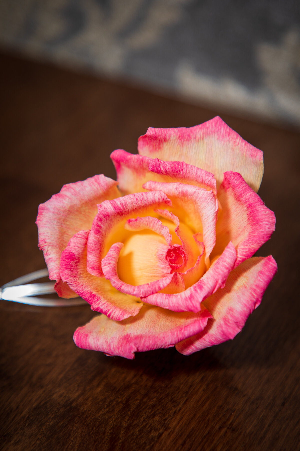 Paper rose hairclip