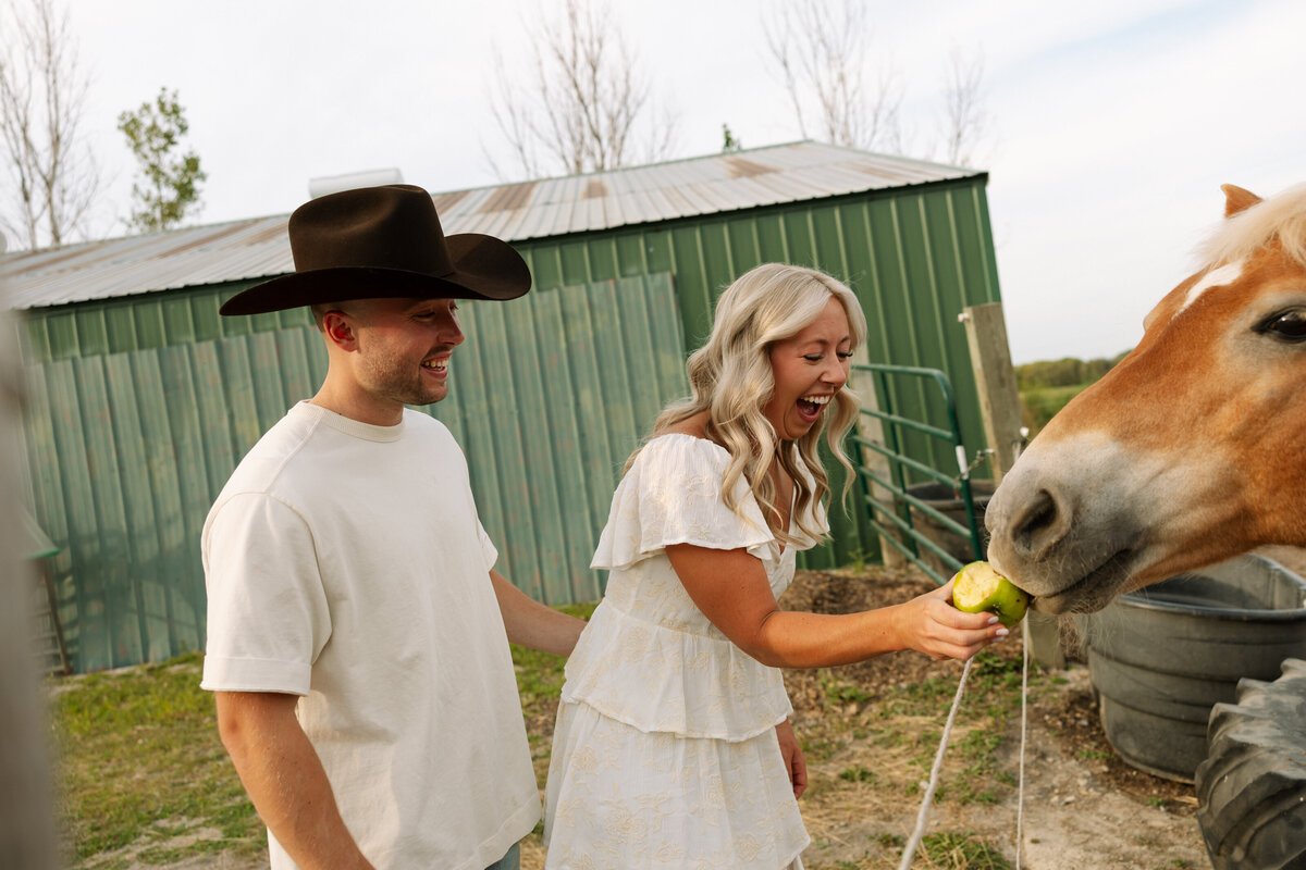 Wisconsin Horse Farm Engagement Session Creative Couples Session-78