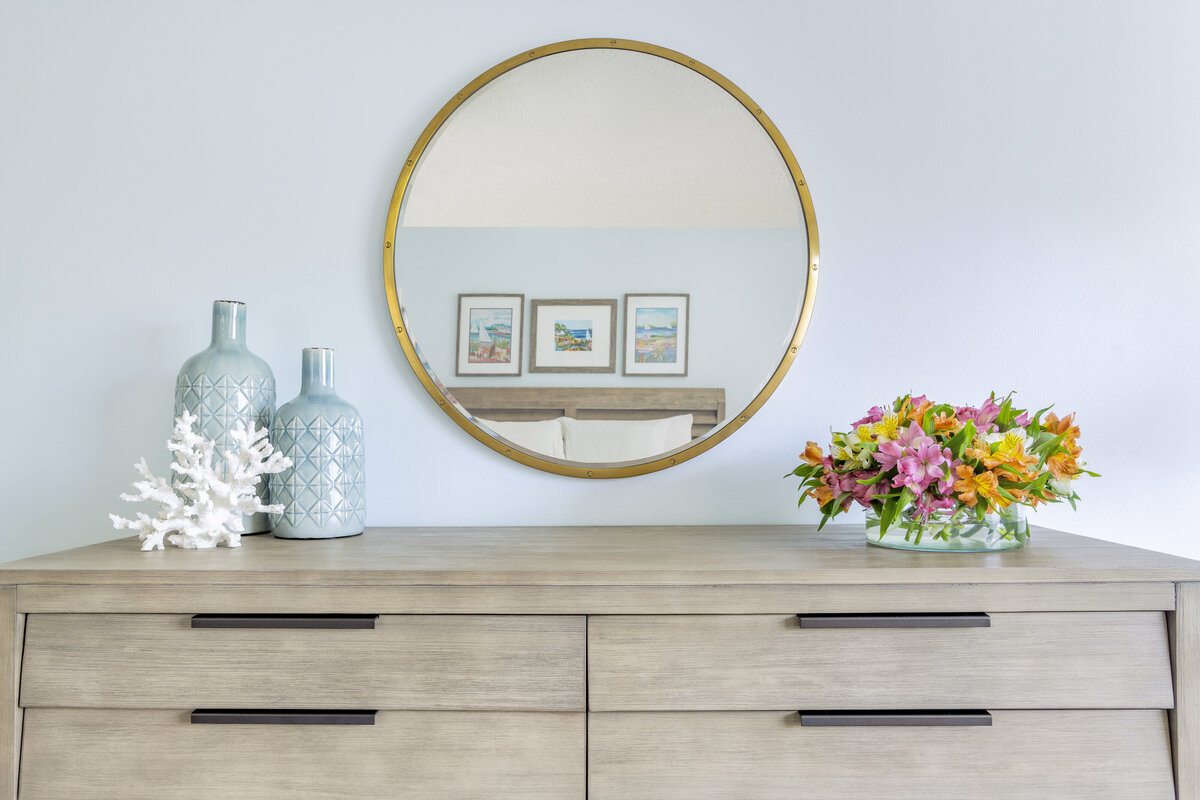 Modern Coastal Bedroom Dresser and Styling by S. Fl based SOL Y MAR INTERIORS