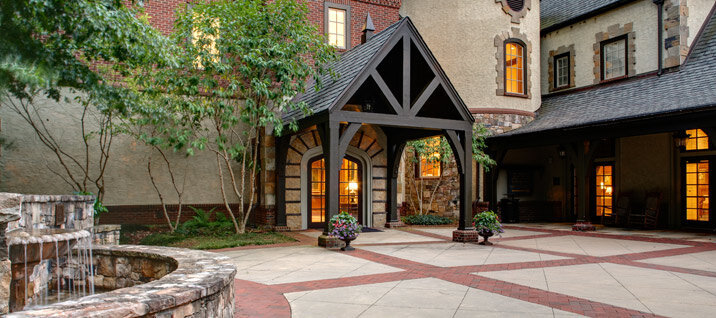 entry courtyard at Miller Ward Alumni House Emory University