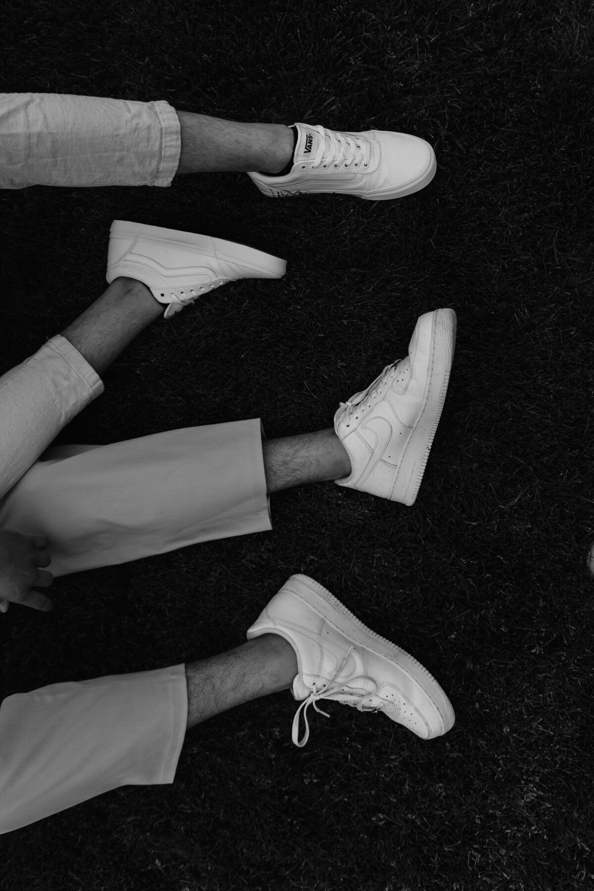 Close up image of two people's legs intertwined