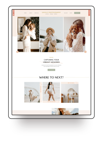 Mockup of creative web design and branding for entrepreneurs with Palme Design Co