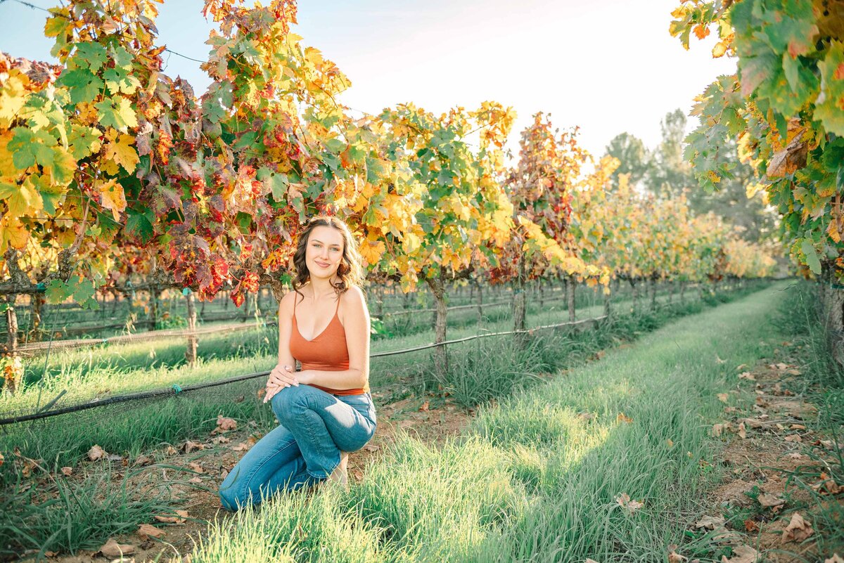 Senior photos in a vineyard by Bay Area portrait photographer Kristen Hazelton